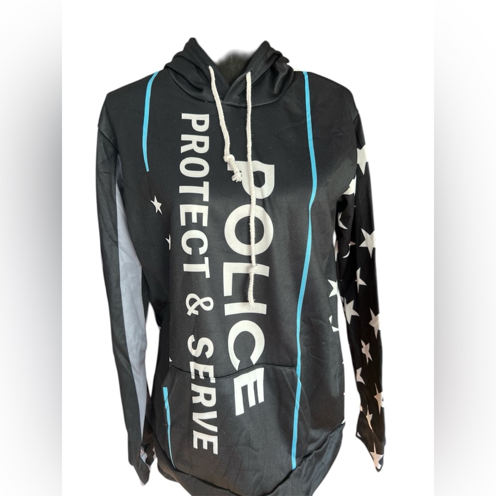 Classic Black Pullover Hoodie with White Drawstrings